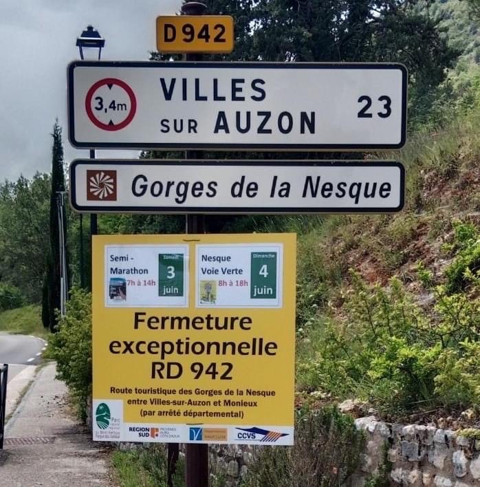 Gorges de la Nesque gesloten. Foto: Parc Naturel Régional du Mont-Ventoux. 