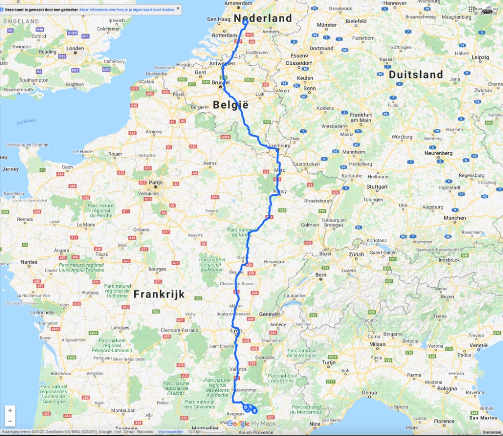 Route naar Mont Ventoux Google Maps