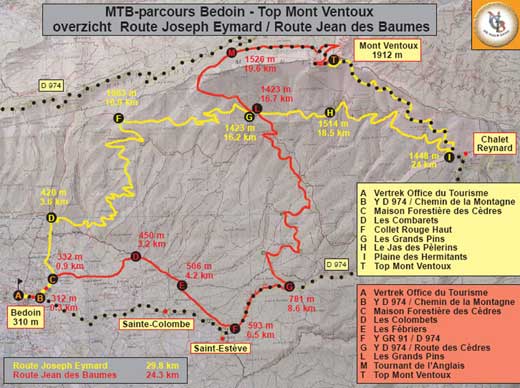 Overzicht MTB routes Joseph Eymard en Jean des Baumes