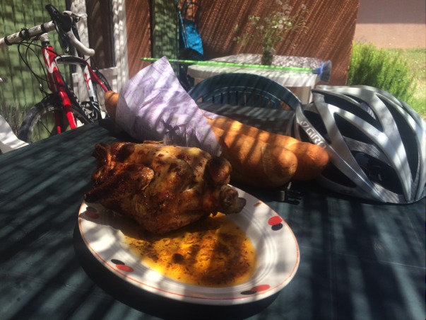 Thuis wachtte de beloning, gegrilde kip van de poelier op de markt in Bedoin.