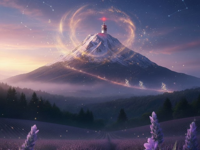 De magie van fietsen op de Mont Ventoux, verbeeld met AI.