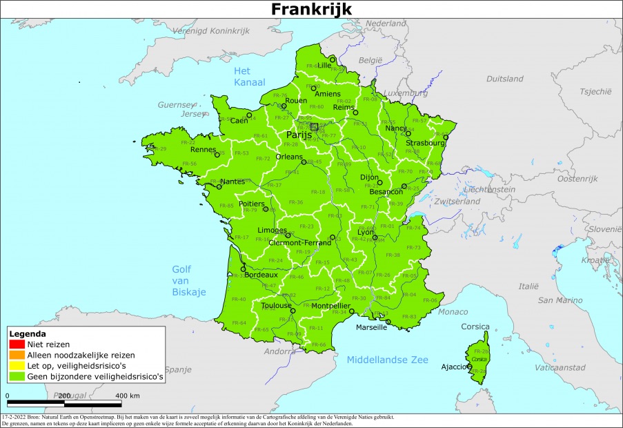 Reisadvies Frankrijk 17-2-2022